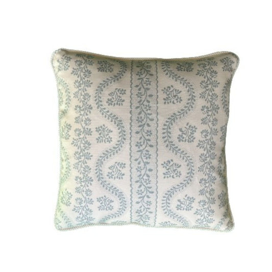 100 main Sister Parish Dolly Seafoam Flower Stripe Decorative 20 x 20 Pillow with Down Feather Insert