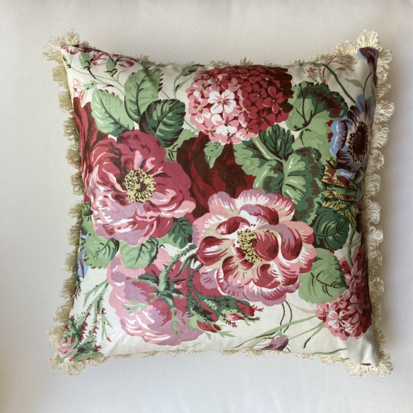 Rose Cumming Caroltta Classic Rose Floral 16 x 16 Square Decorative Pillow with Down Feather Insert NEW