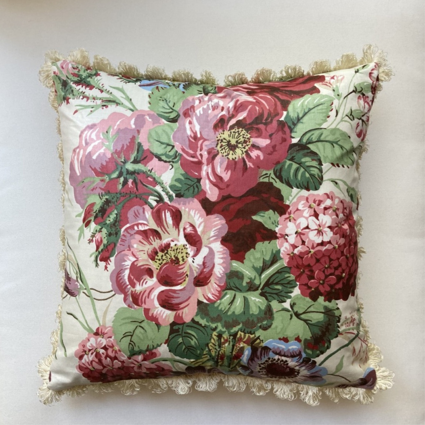 Rose Cumming Caroltta Classic Rose Floral 16 x 16 Square Decorative Pillow with Down Feather Insert NEW