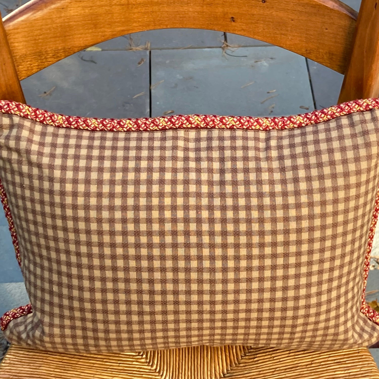 Yellow gingham online pillow